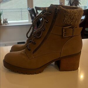 MIA Tan Lace Up Ankle Boots